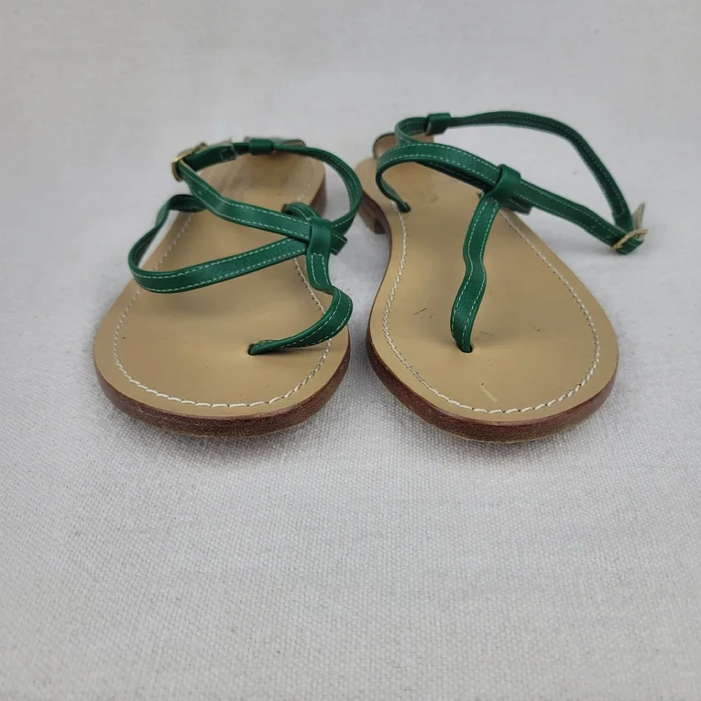Inga Sirmione Green Leather Strappy Thong Sandals Made in‎ Italy Womens 36